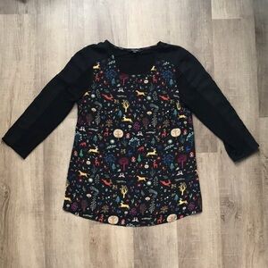 RW&CO. Ladies blouse woodland theme pattern xxs